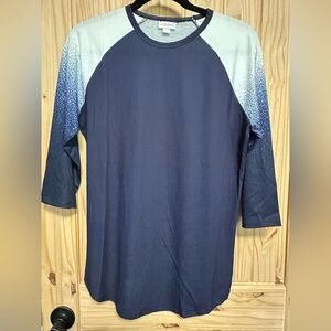 LuLaRoe Women's Long Sleeve Shirt - Navy and White Ombre